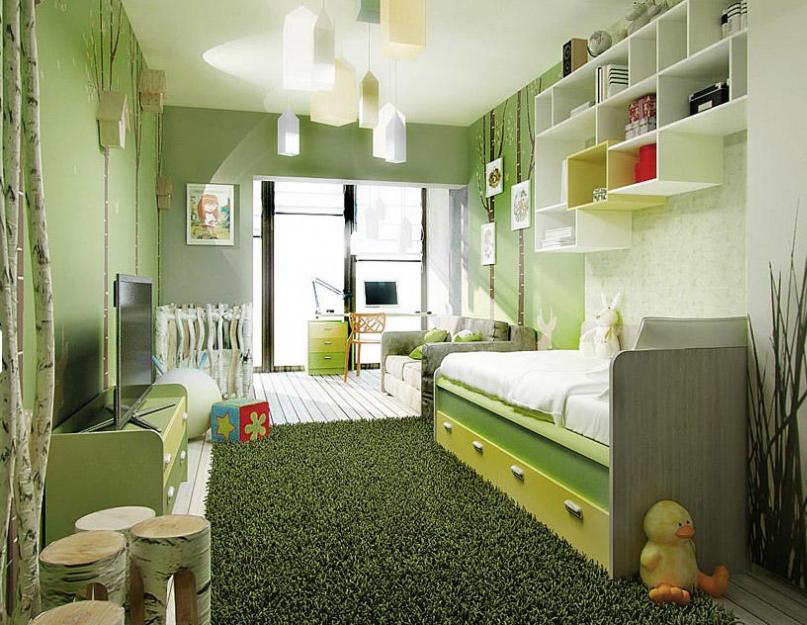 Как правильно использовать желтый цвет в детской комнате. Салатовая детская или зеленый цвет в интерьере для ребенка Зеленые стены в детской