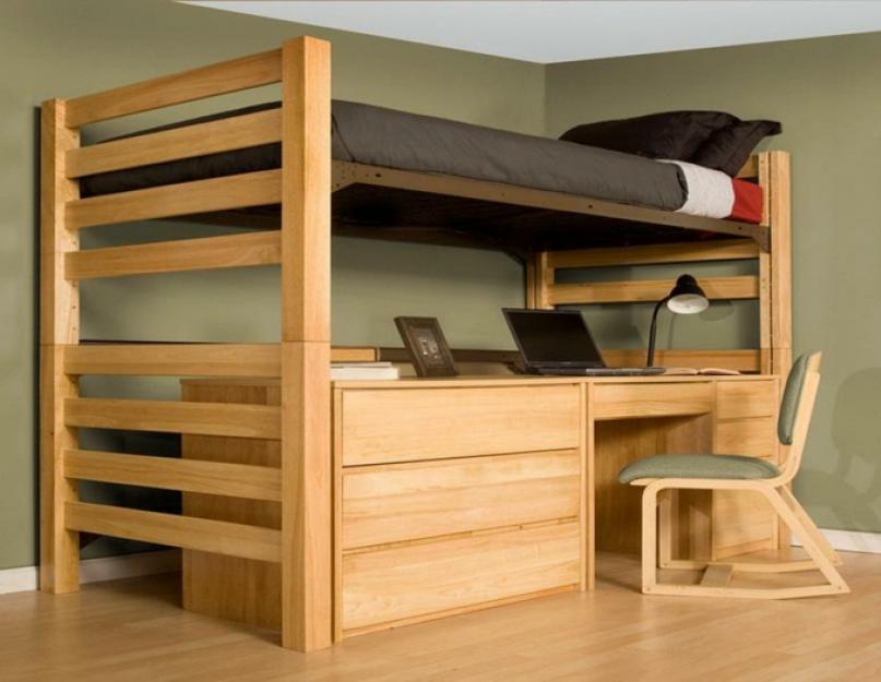Кровать чердак с рабочим местом для взрослых. Кровать чердак для взрослых — особенности проектирования, установки и основные виды конструкций (110 фото)