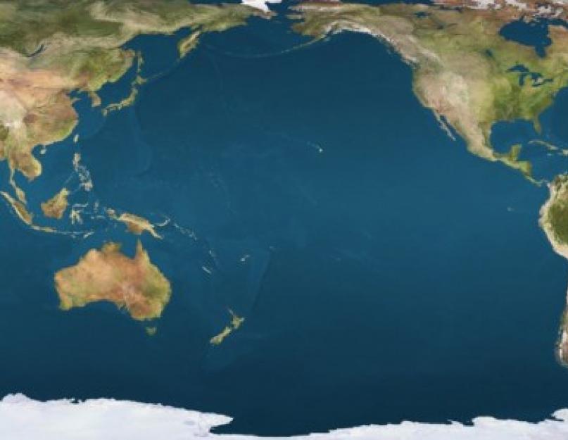 Океаны мира: карта, названия, описание, площадь, глубина, растения и животные. Традиционная география учила тому, что в мире четыре океана – Тихий, Атлантический, Ледовитый и Индийский