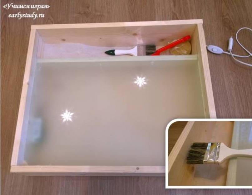 Как сделать подсветку для рисования песком. Рисование песком — как сделать стол для песка своими руками