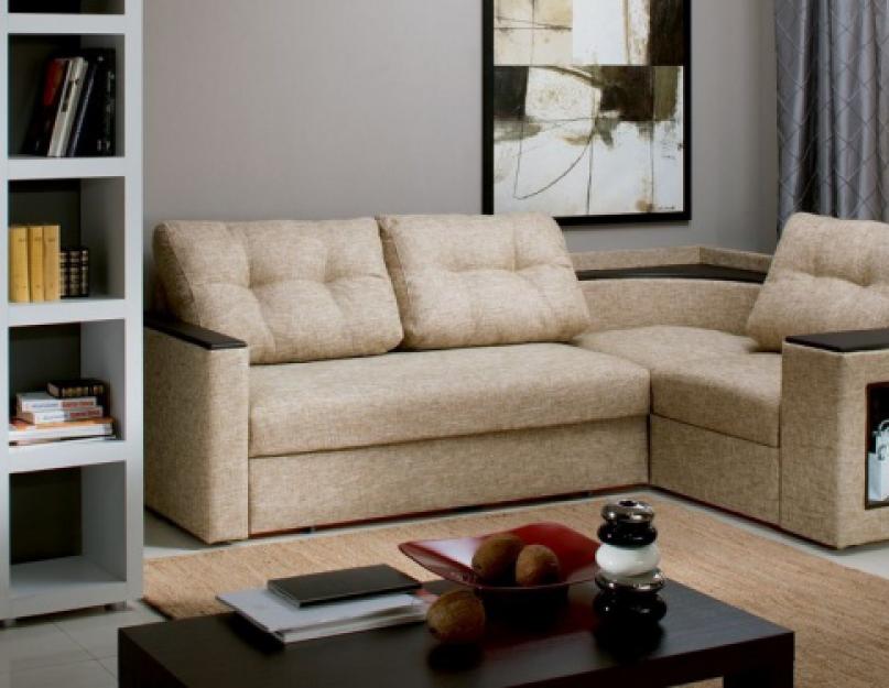Угловые диваны с полочками в подлокотниках. Угловой диван с полкой – сочетание функциональности и комфорта