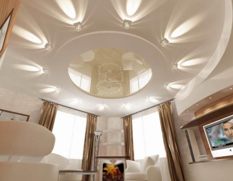 Дизайн потолка в зале из гипсокартона. Неповторимый дизайн потолков из гипсокартона фото для вдохновения