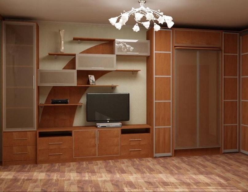 Интерьер комнаты со встроенным шкафом купе. Шкаф-купе в зал