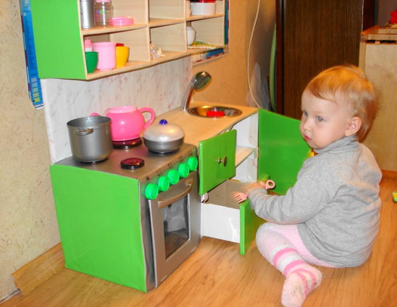 Кухня из бумаги и картона. Детская кухня — развивающий подарок своими руками