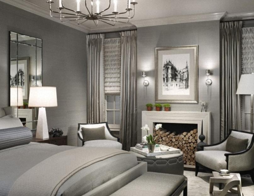 Светло серая кровать в интерьере. Серый цвет в интерьере спальни: сочетания оттенков и современные тенденции