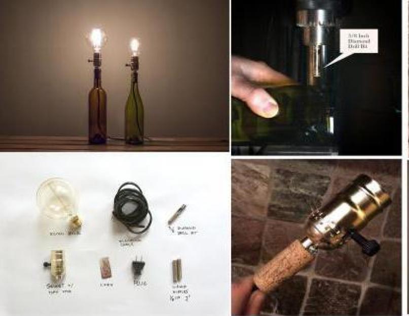 Настольная лампа из бутылки с абажуром. Светильники и лампы из пластиковых и стеклянных бутылок своими руками