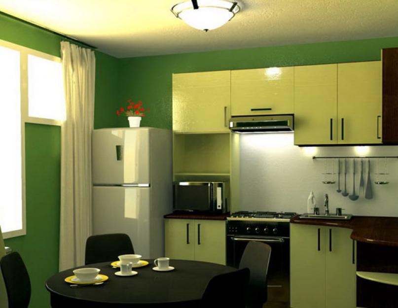 Кухонный гарнитур в 7 м кухню. Приемы визуального увеличения пространства