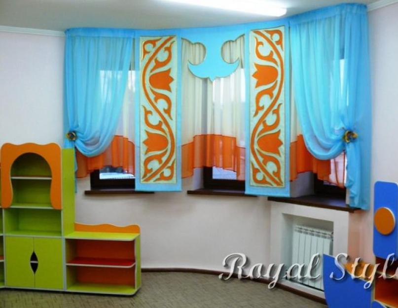 Новый ламбрекен в музыкальный зал детского сада. Выбираем веселые шторы для детского сада
