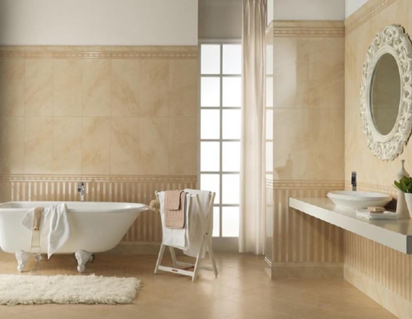 Плитка для ванной в коричневых тонах. Дизайн ванной комнаты в бежевых тонах