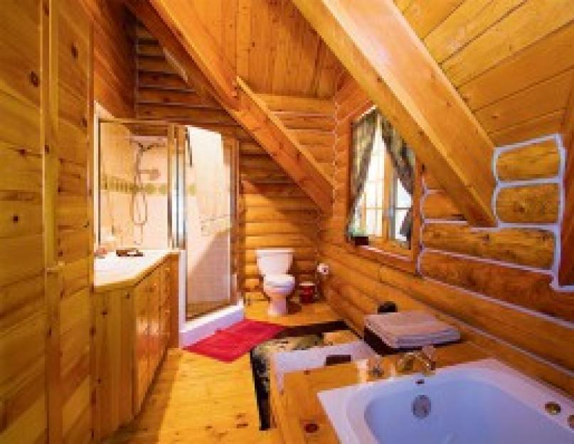 Ванная в бревенчатом доме интерьер. Дизайн ванной в деревянном доме