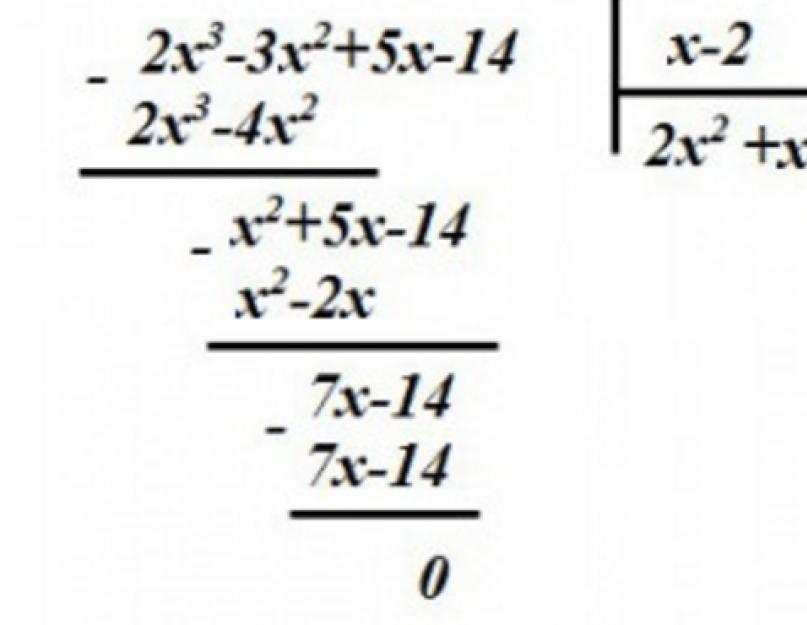 Калькулятор деления уравнений столбиком. Деление многочленов 