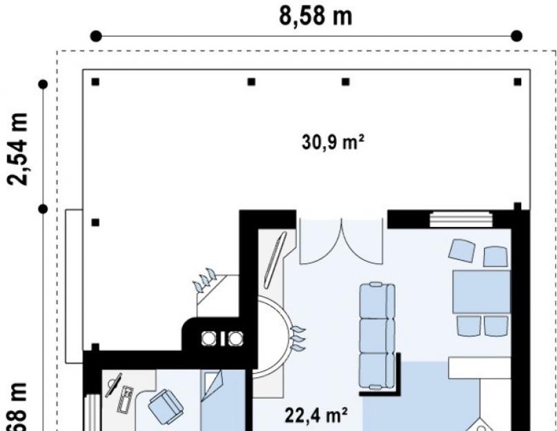 Одноэтажный дом с мансардой 9 на 11. Удобная планировка дома для жизни
