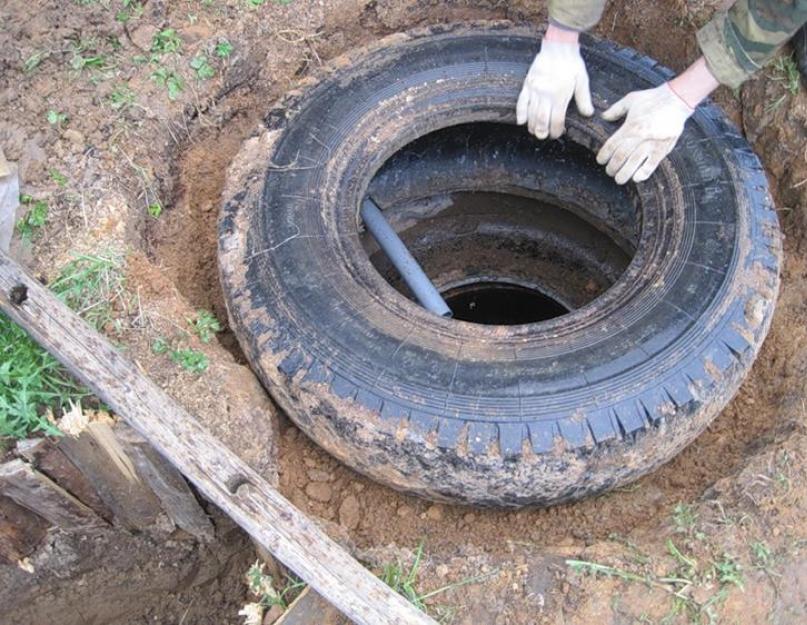 Как делать туалетная яма из колеса. Как сделать сливную яму из покрышек
