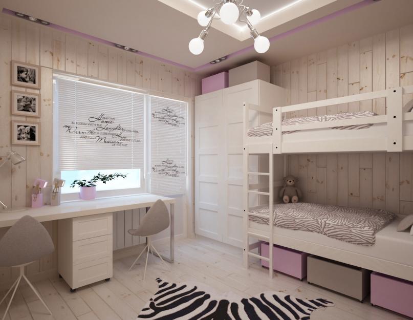 Очень интересный дизайн комнаты для девочек. Ремонт в детской комнате для девочек