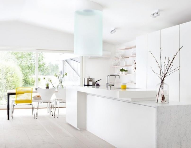 Цвет стен для кухни с белыми фасадами. Белая кухня в интерьере: фото примеров оформления